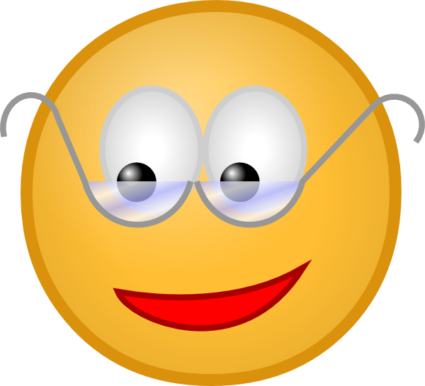 Smiley With Glasses Clip Art Free Vector - Person Wearing Glasses Clipart (600x545), Png Download