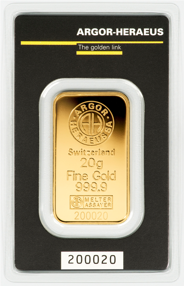 Argor-heraeus 20gr Gold Bar - Argor Heraeus 20 Gram Gold Bar (1100x1100), Png Download