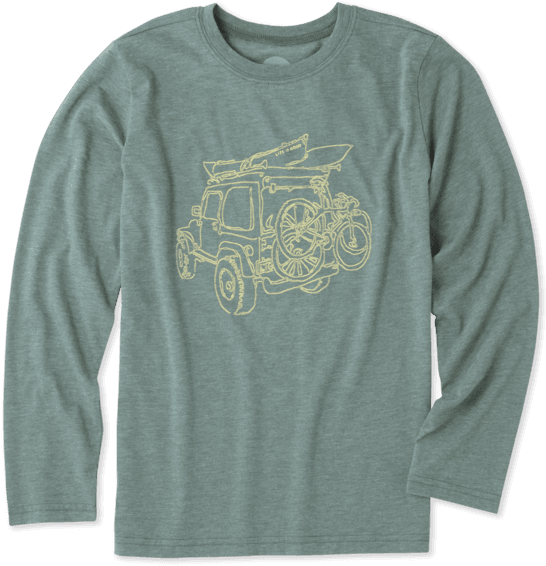 Boys Off-road Outdoor Long Sleeve Cool Tee - Life Is Good Men's Off-road Outdoor Long Sleeve Crusher (570x570), Png Download