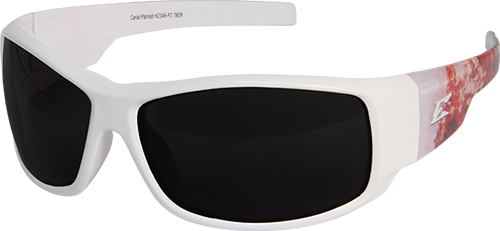 Edge Caraz Patriot Safety Glasses, White Frame Smoke - Edge Eyewear Hz146-p2 Caraz Patriot 2 Smoke Lens, White (500x231), Png Download