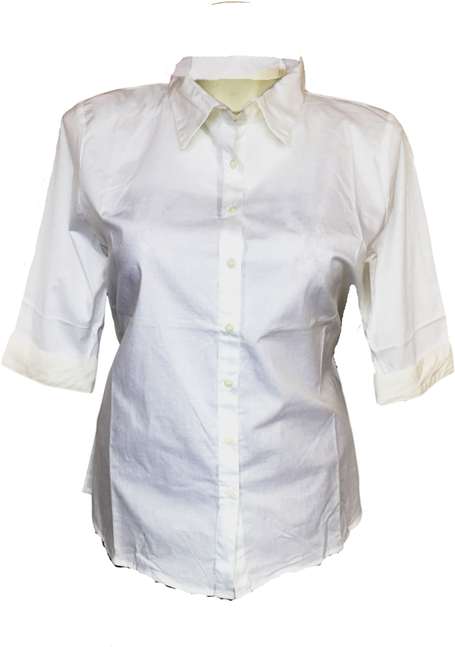 Stretch Button Up Cotton Blouse White - Blouse (731x1024), Png Download