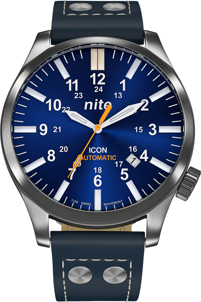 Icon-208 Blue T100 Automatic - Nite Watches - Icon-209s T100 (665x1000), Png Download