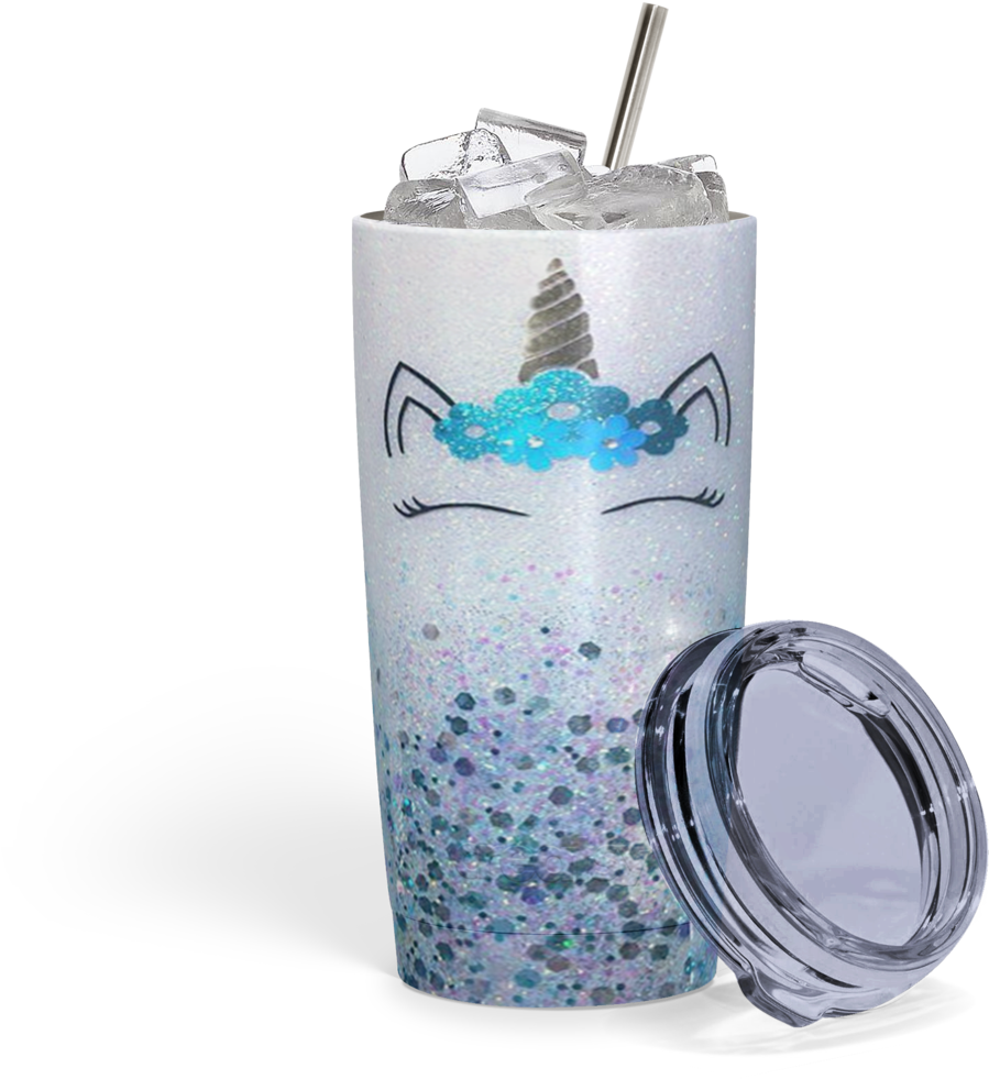 Glitter Enamel Unicorn Stainless Tumbler - Tumbler (1024x1024), Png Download
