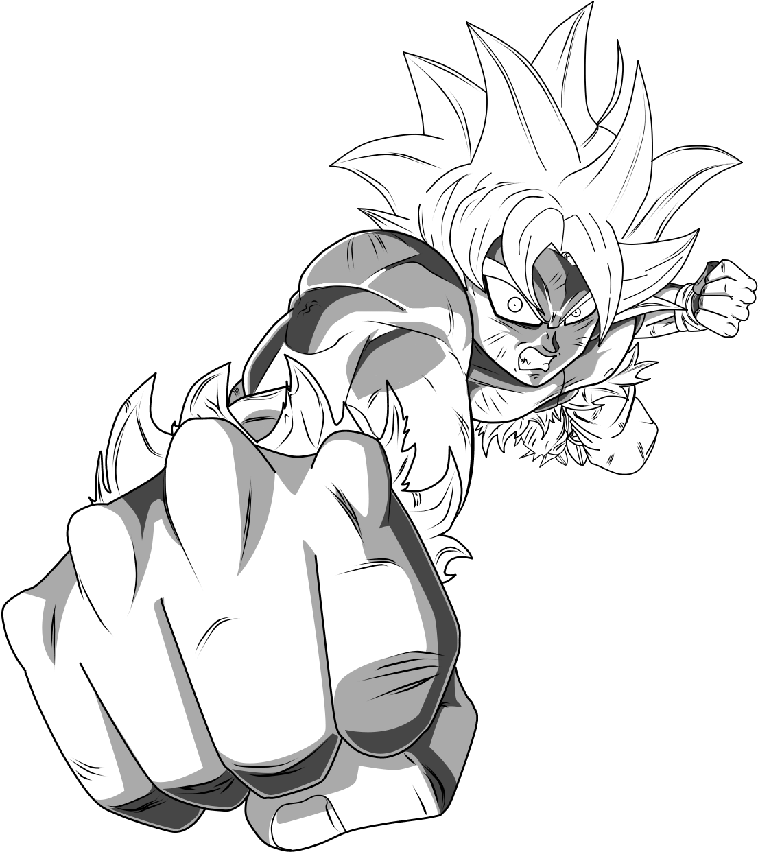 Wip Migatte No Goku2 Outline - Dragon Ball Super Outline (1284x1737), Png Download
