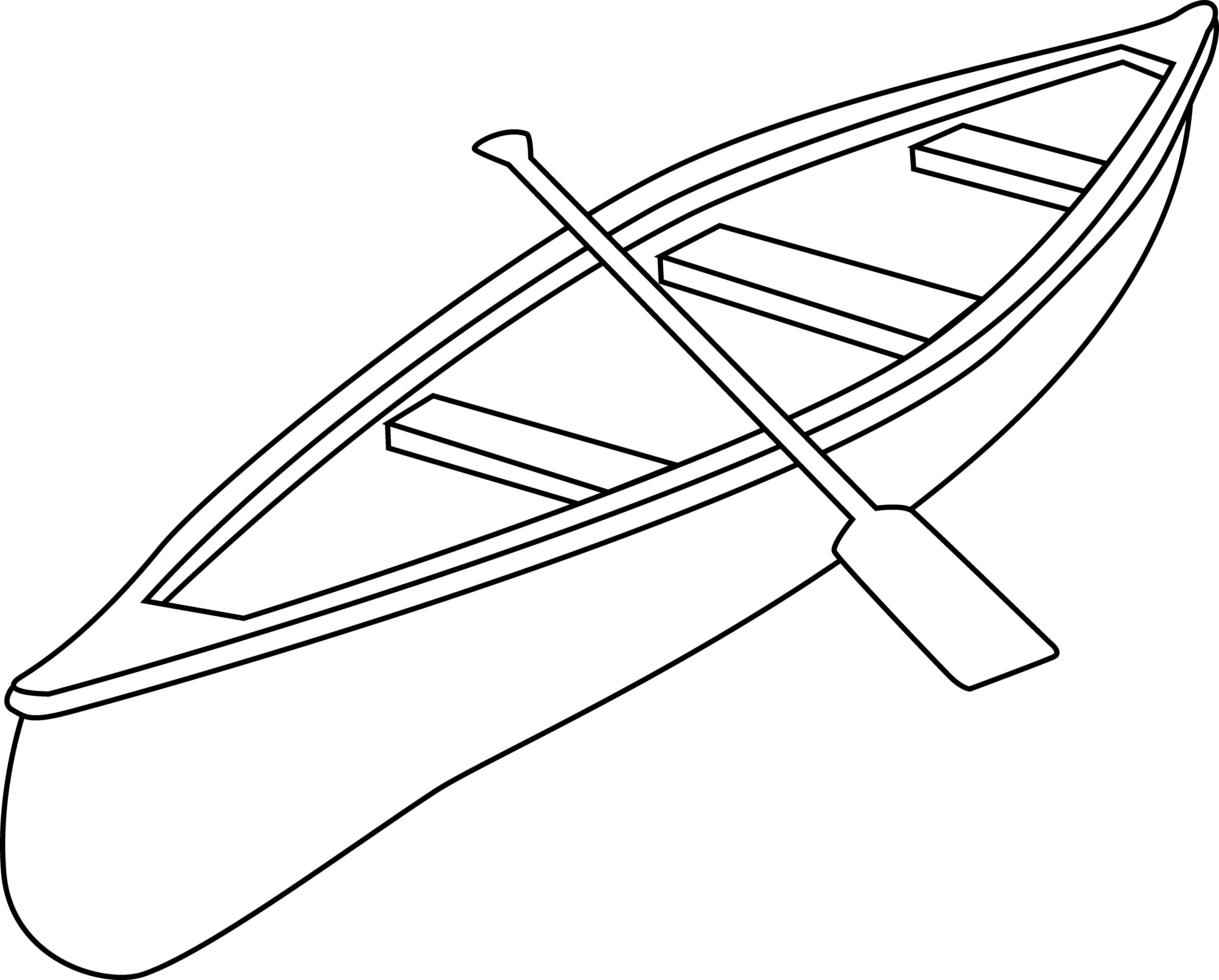 Free Canoe Clip Art Black And White Outline - Canoe Clipart Black And White (6739x5417), Png Download