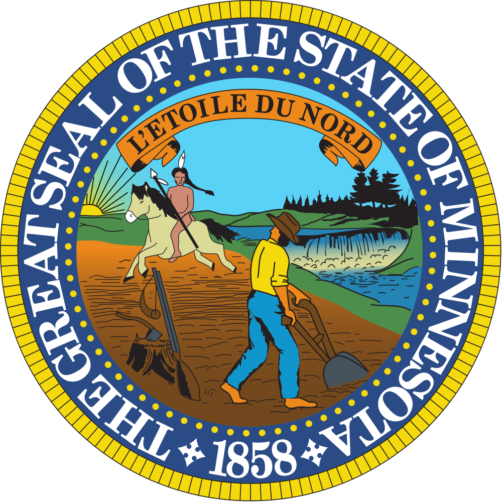 Minnesota Flags Emblems Symbols Outline Maps - Minnesota State Flag Logo (1000x1000), Png Download