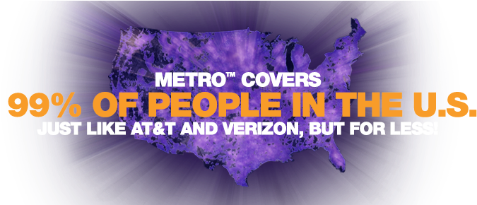 Metropcs Covers 99% Of The People In The Us - Graphic Design (689x289), Png Download