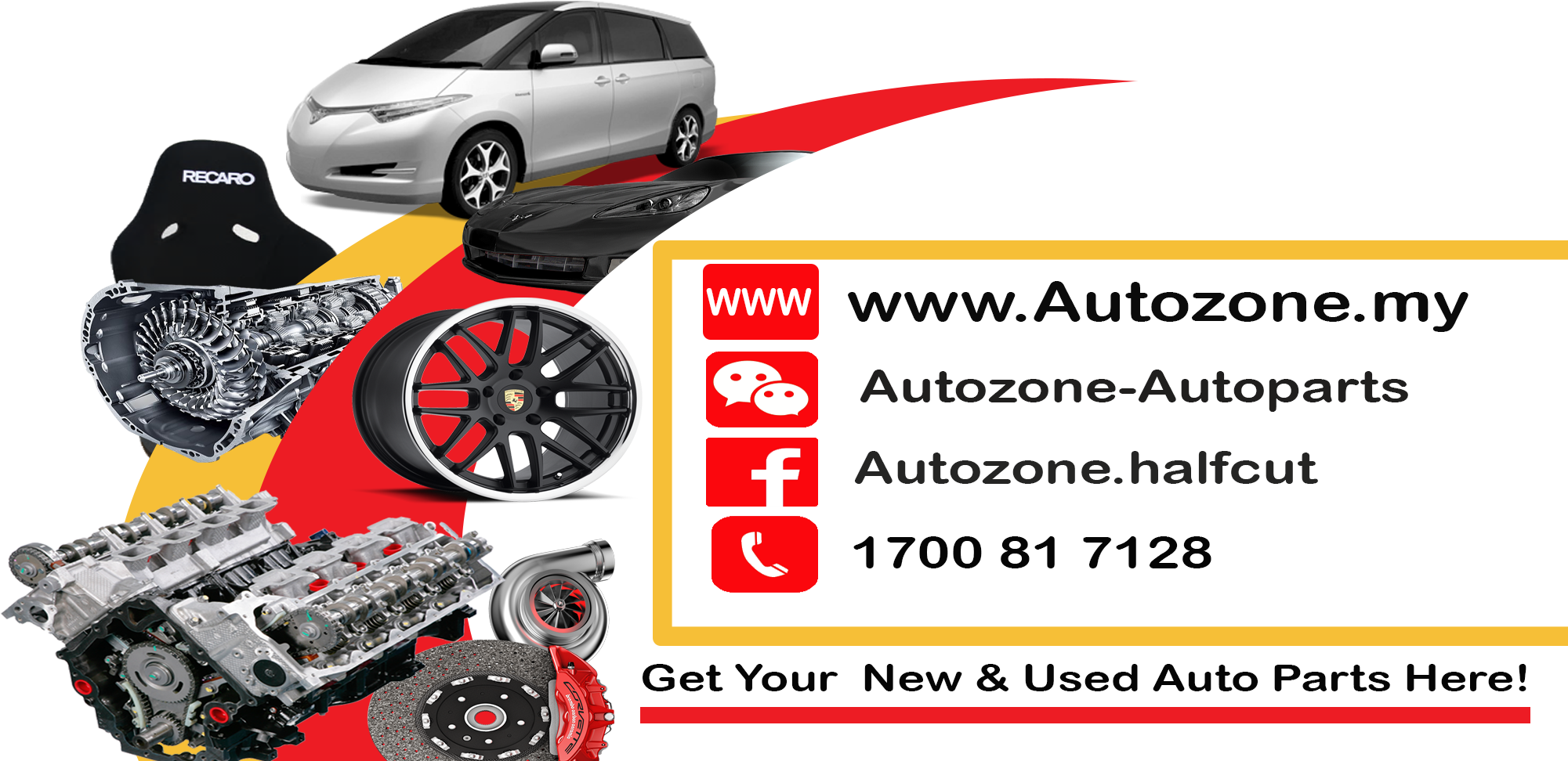 Used & New Auto Parts Here (2000x1000), Png Download