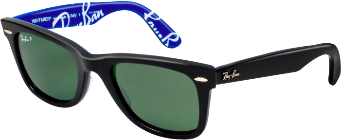 Ray Ban Outlet - Ray Ban Wayfarer Black And Blue (840x490), Png Download
