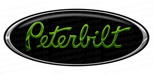 3-pack Of Green/chrome/black Peterbilt Emblem Skins - Peterbilt Emblem (600x297), Png Download
