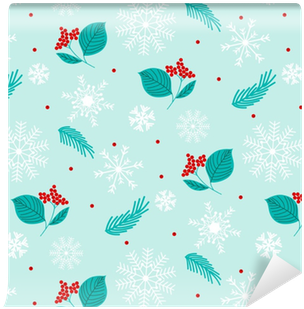 Christmas Winter Pattern With Flower And Snowflakes - Illustration (400x400), Png Download