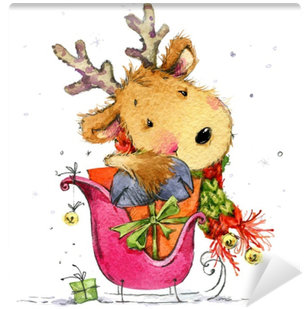 Watercolor Illustration For New Year And Christmas - Watercolor Painting (400x400), Png Download