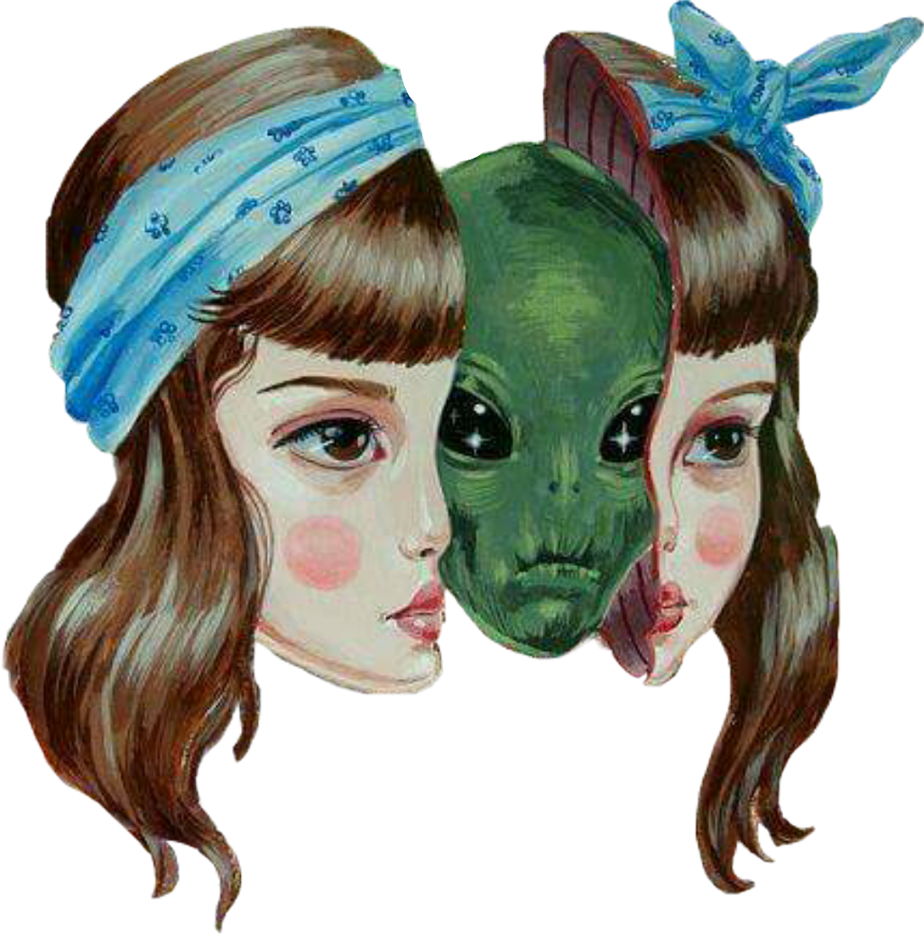 Alien Girl Strange Weird Interesting - Art (1024x1036), Png Download