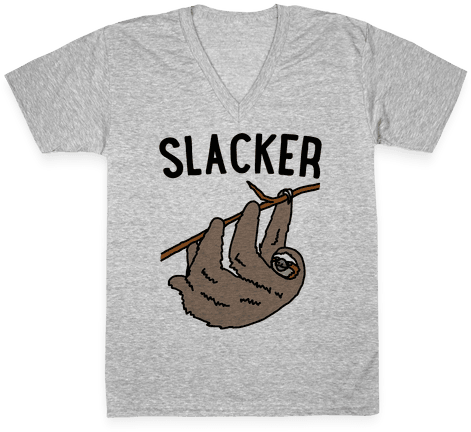 Slacker Sloth V-neck Tee Shirt - T-shirt (484x484), Png Download