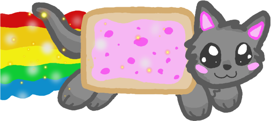 Kawaii Nyan Cat By P0ckyy On Deviantart Clip Art Transparent - Nyan Cat Kawaii Png (900x558), Png Download