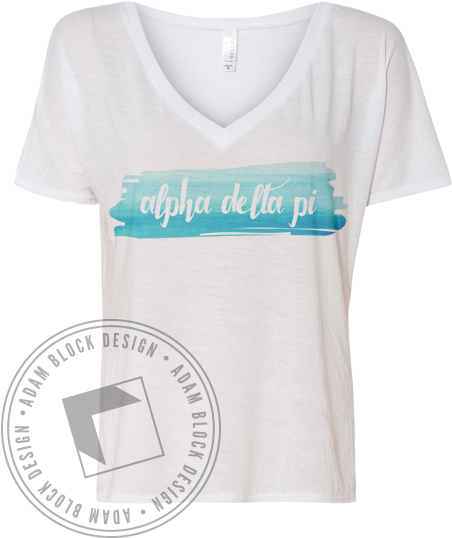 Alpha Delta Pi Watercolor Vneck Tshirt By Adam Block - Kappa Delta American Flag Tank (464x585), Png Download