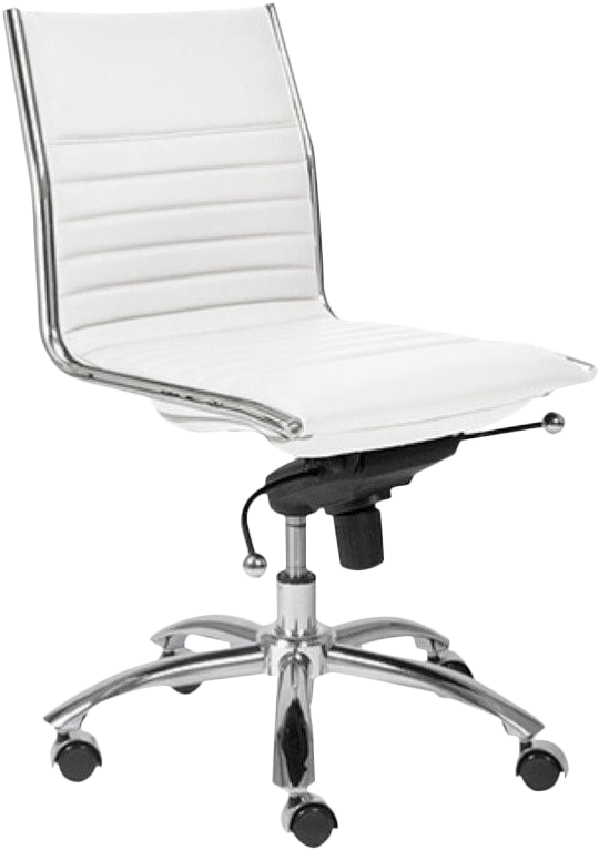 Eurostyle Dirk White Office Chair - Euro Style Dirk White/ Chrome Low Back Armless Office (798x798), Png Download