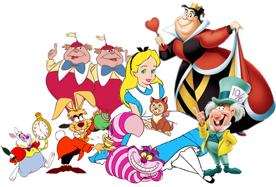 Alice In Wonderland Clipart - Cartoon Alice In Wonderland Characters (576x389), Png Download