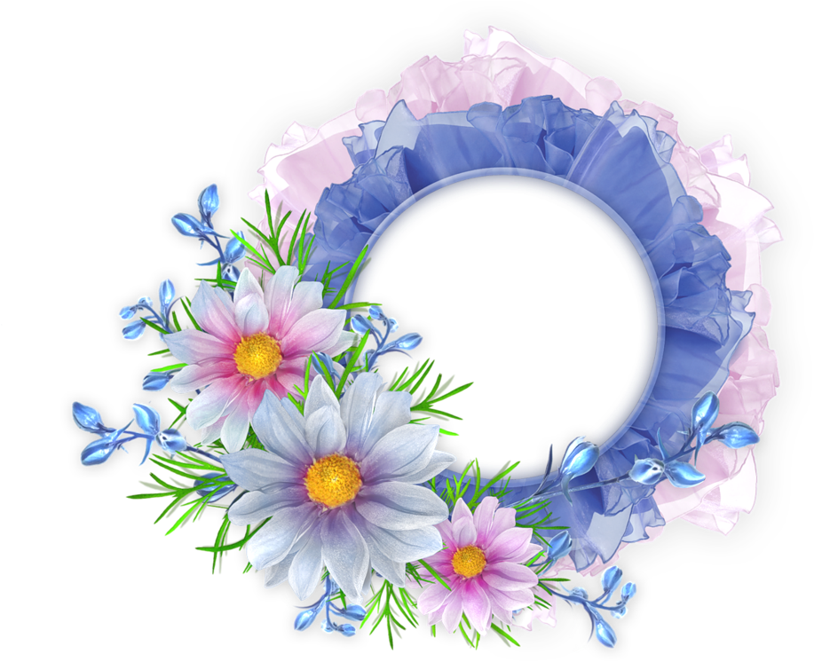 Deviantart Logo Clipart - Blue Flower Frame Png (994x804), Png Download