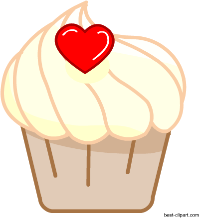 Free Vanilla Cupcake With A Heat, Png Clipart - Portable Network Graphics (450x450), Png Download