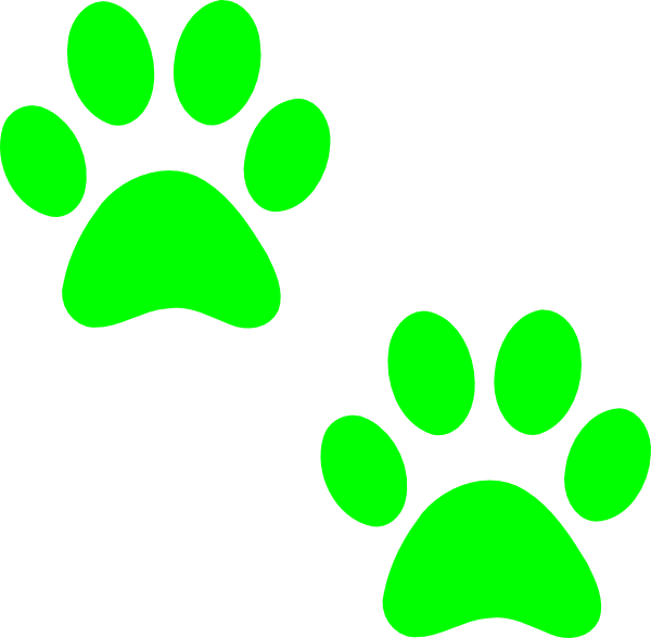 Bulldog Paw Print Clip Art - Lime Green Paw Print (600x588), Png Download
