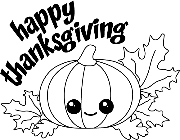 Happy Thanksgiving Kawaii Pumpkins - Thanksgiving (596x466), Png Download