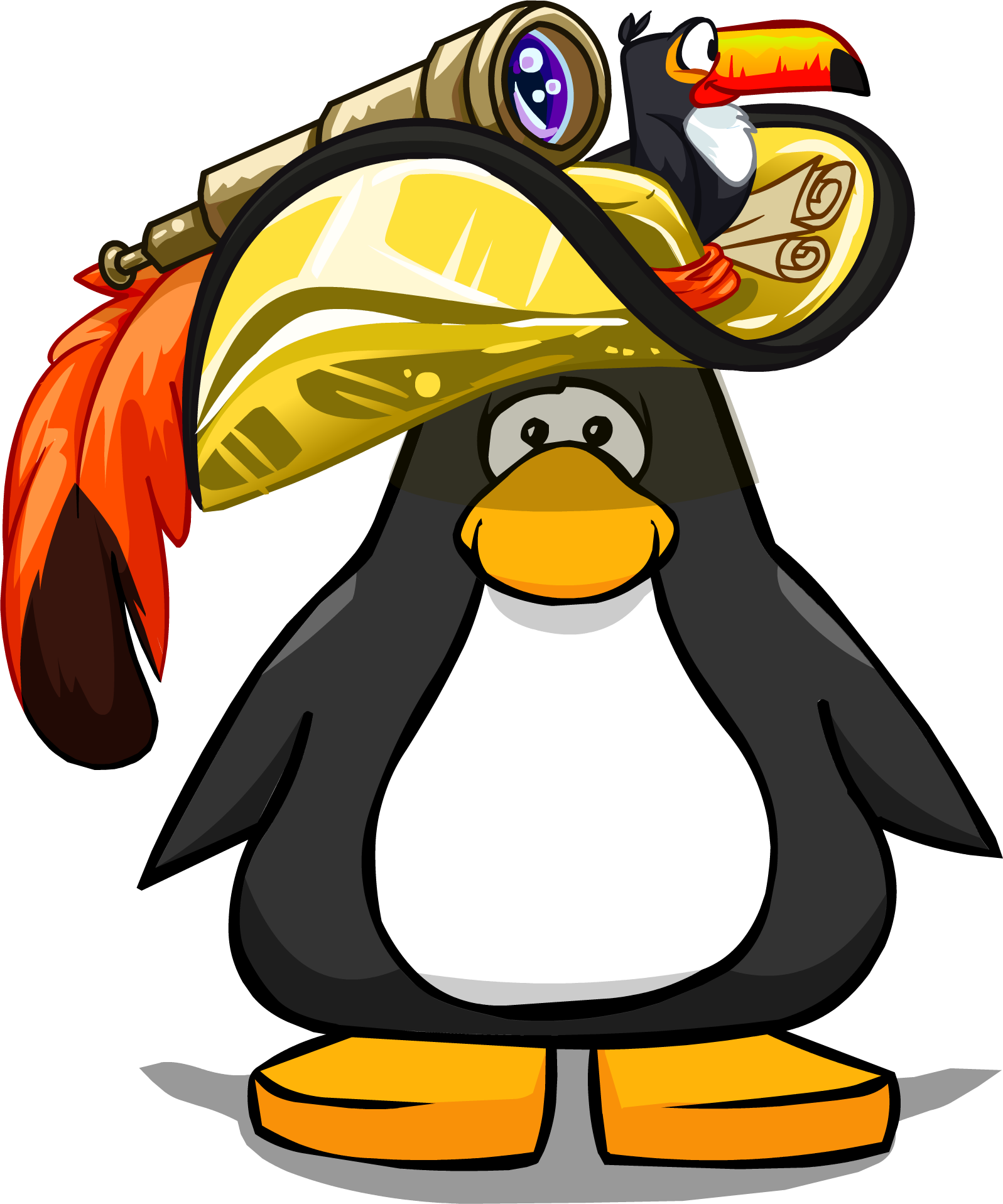 Golden Pirate Hat On A Player Card - Club Penguin With Glasses (1597x1917), Png Download