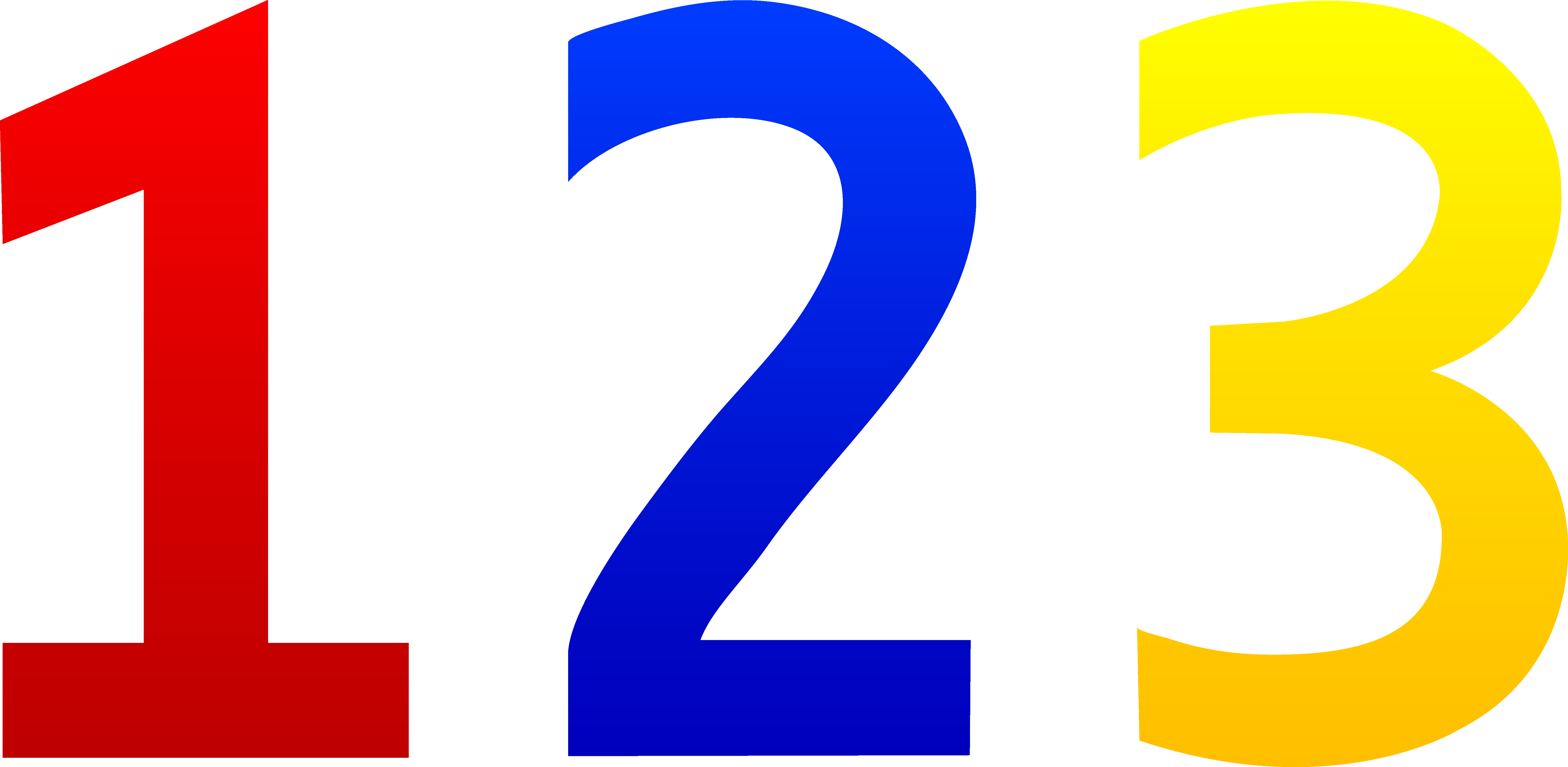 Numbers Clipart - Number One Two Three (6621x3238), Png Download