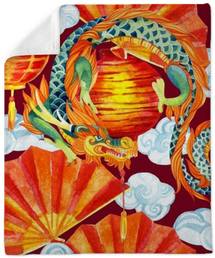 Chinese Dragon Watercolor Seamless Pattern - Watercolor Painting (400x400), Png Download