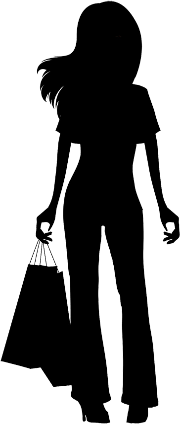 Girl Shopping Silhouette - Girl Shopping Silhouette Png (408x886), Png Download