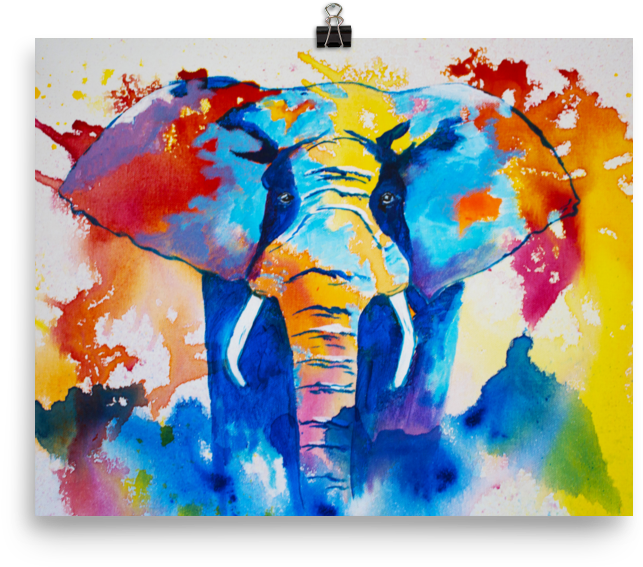 Elephant • Art Print - Elephant Art Print (1000x1000), Png Download
