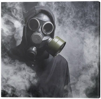 A Man In A Gas Mask In The Smoke Canvas Print • Pixers® - De Mascara De Gas (400x400), Png Download