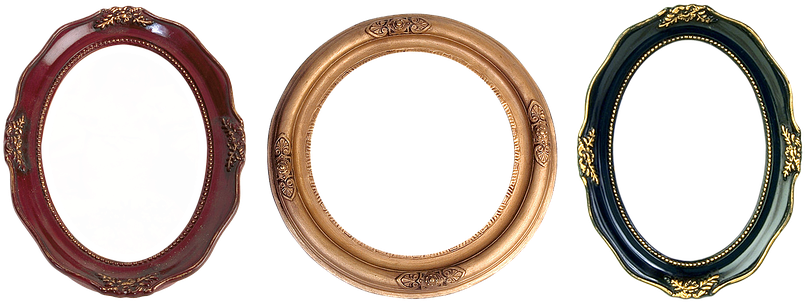 Frame Carved Gold Baguette Filigreed Ornam - Oval Frame (832x340), Png Download