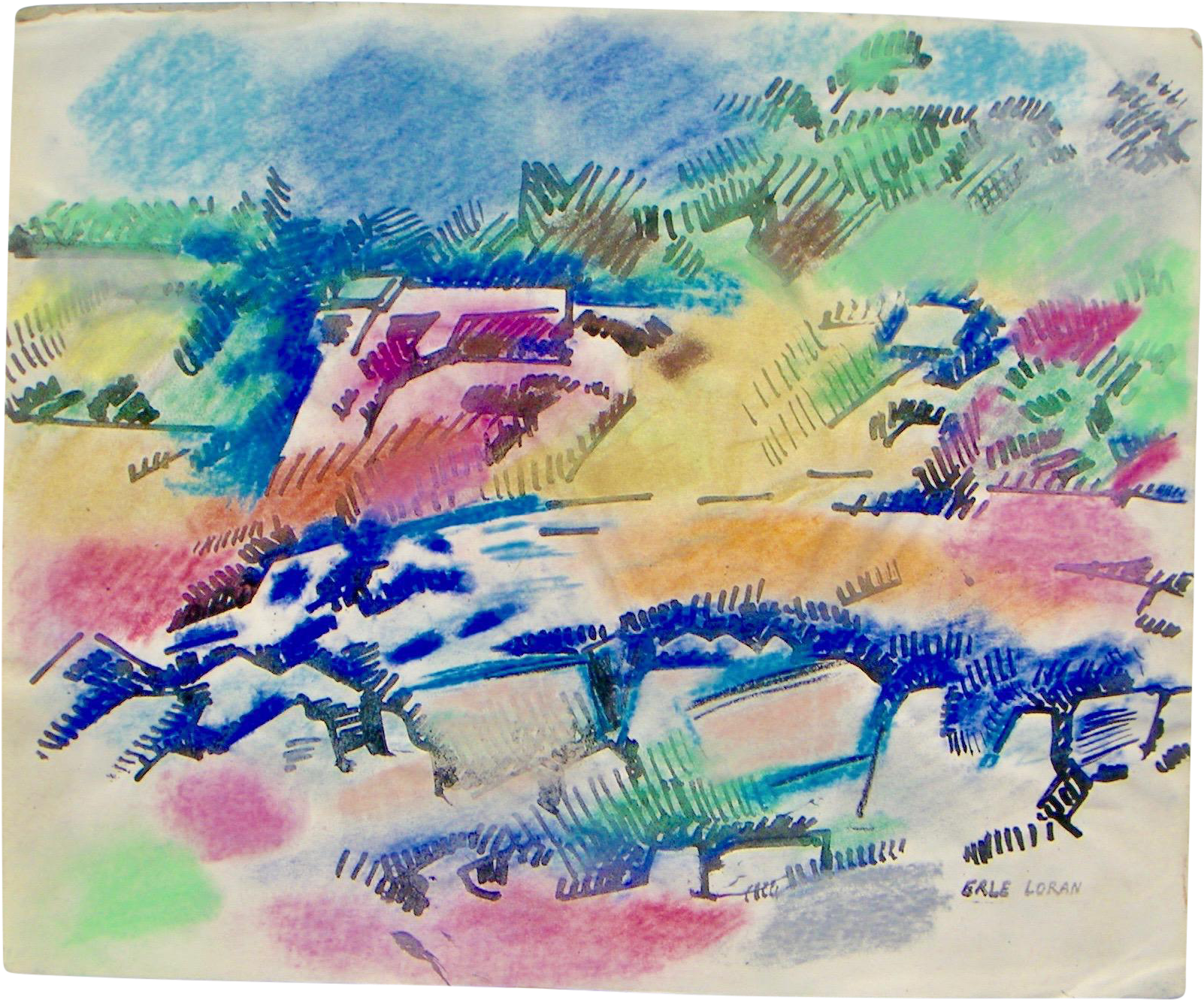 Erle Loran Picture Free Library - Oil Pastel (1779x1477), Png Download