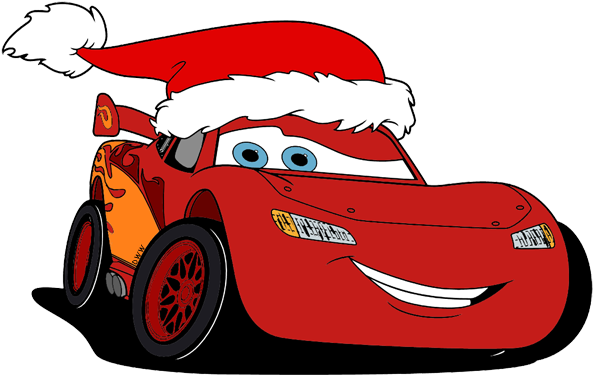 Lightning - Lightning Mcqueen With Santa Hat (600x392), Png Download