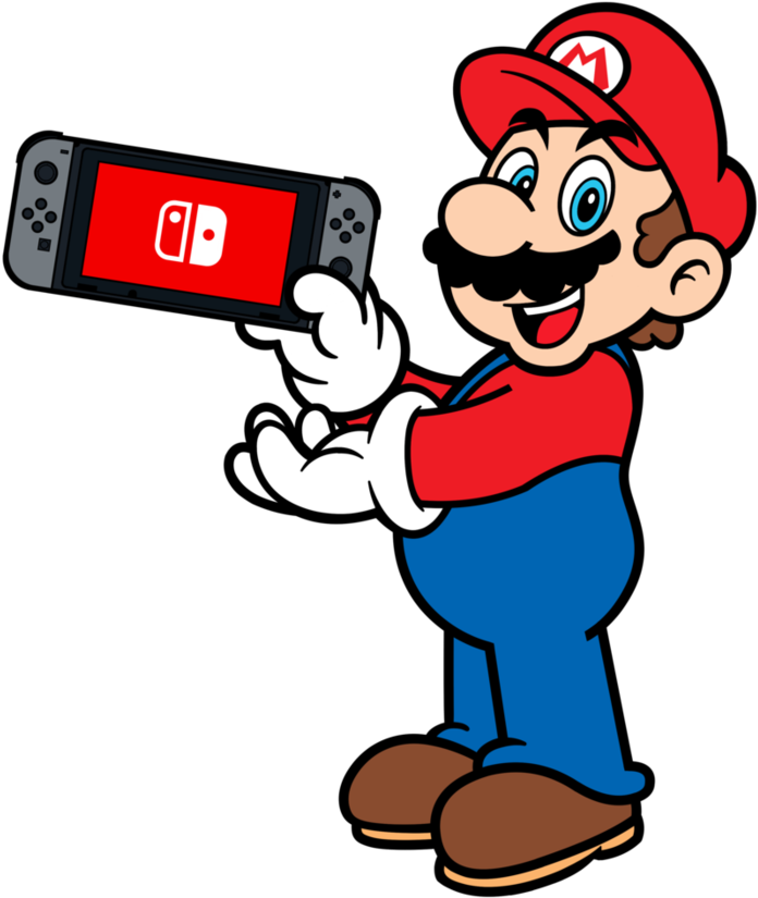 Super Mario X Nintendo Switch - Mario With Nintendo Switch (894x894), Png Download