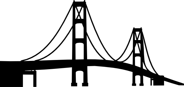 Golden Gate Bridge Silhouette Png Graphic Library Download - Mackinac Bridge Silhouette (600x283), Png Download