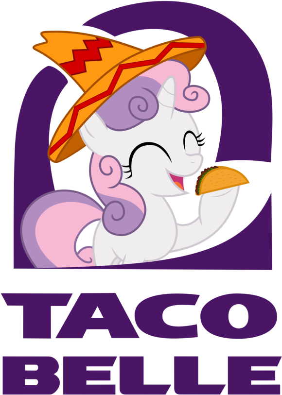Taco Belle Taco Text Purple Vertebrate Violet Cartoon - Sweetie Belle Taco Bell (1024x1024), Png Download
