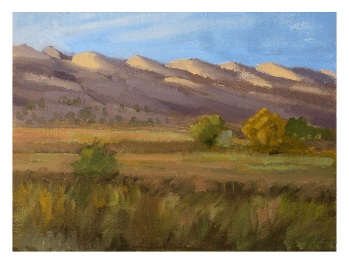 Late Daylight On Hill - Painting (700x530), Png Download