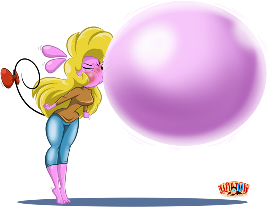 Women Blowing Bubble Gum - Deviantart Bubblegum Blowing (1153x692), Png Download
