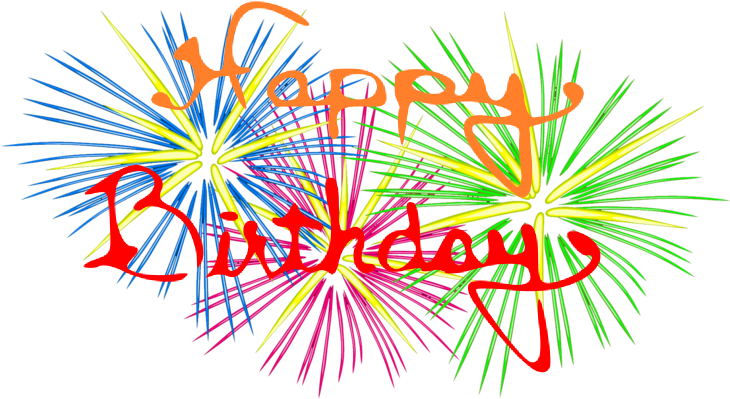 Bday And Fireworks - Happy Birthday Fire Works Clip Art (800x468), Png Download
