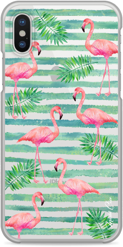 Coque Iphone X Tropical Watercolor Striped Flamingo - Iphone 6s (1230x900), Png Download