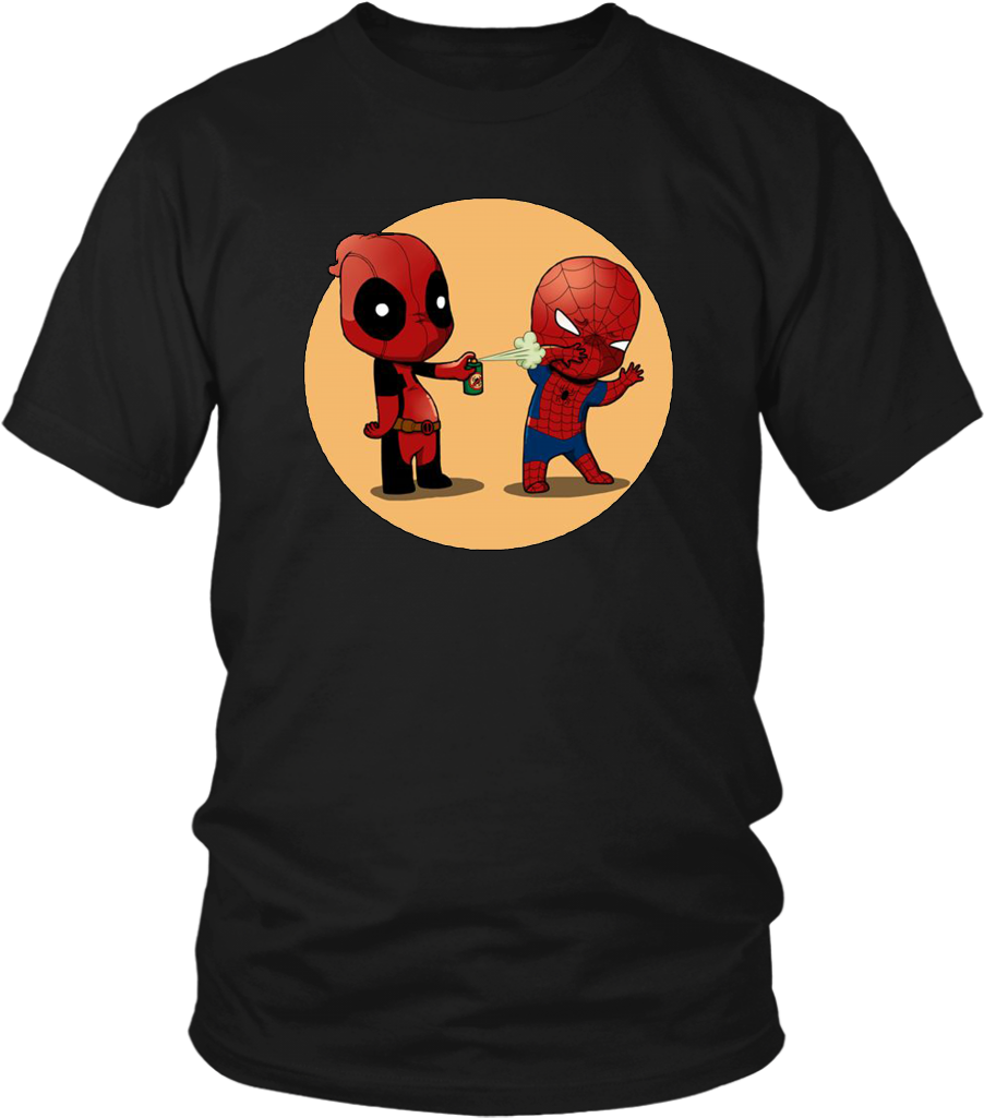 Spiderman And Deadpool Shirt Cute Deadpool Spraying - Polo Shirt With Fish (1024x1024), Png Download