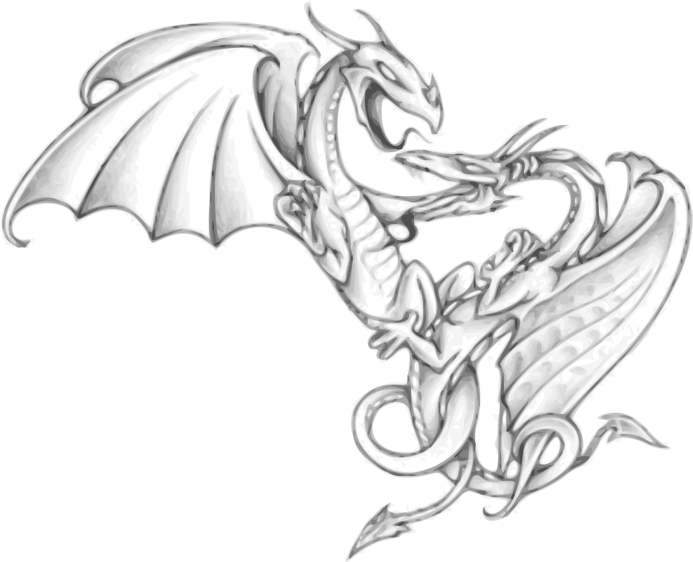 This Free Icons Png Design Of Two Dragons Engaged In (2400x1952), Png Download