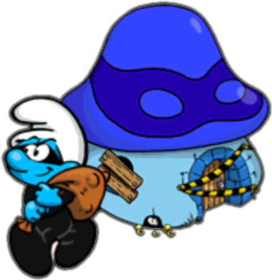 Thief Smurf - Smurfs Village All Huts (399x407), Png Download