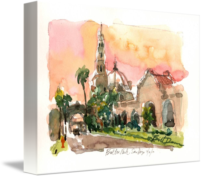 Study For Balboa Park By William Dunn Black And White - Drawing (650x568), Png Download
