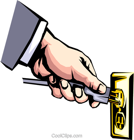 Hand With Electrical Plug - Power Cord (458x480), Png Download