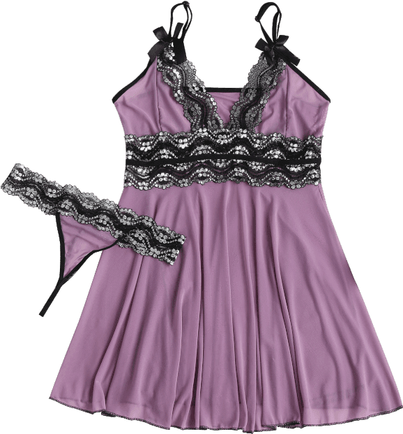 Glitter Lace Panel Mesh Babydoll - Babydoll (600x798), Png Download