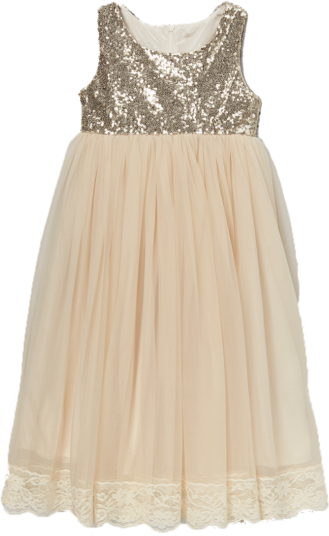 Sequined Glitter Chiffon Ivory Dress - Dress (1000x1201), Png Download