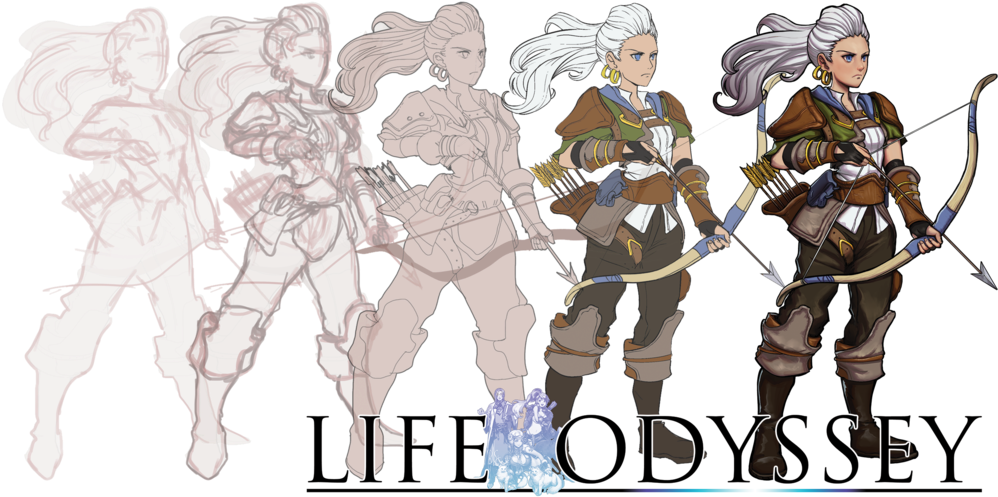 Female Archer Life Odyssey - Cartoon (1000x528), Png Download